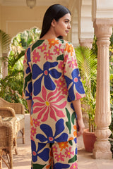 Cream Bloom Cascade Floral Cotton Co-ord Set