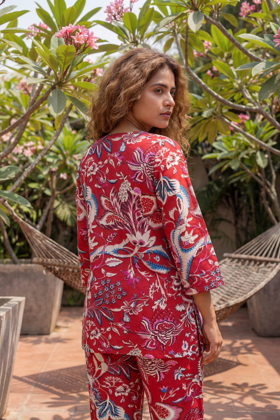 Avian Bloom Red Cotton Co-ord Set — image 8