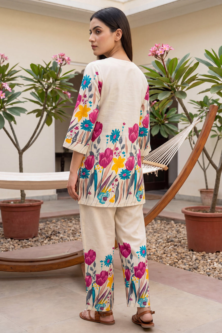 Tulip Garden Ivory Scattered Floral Cotton Co-ord Set — image 11