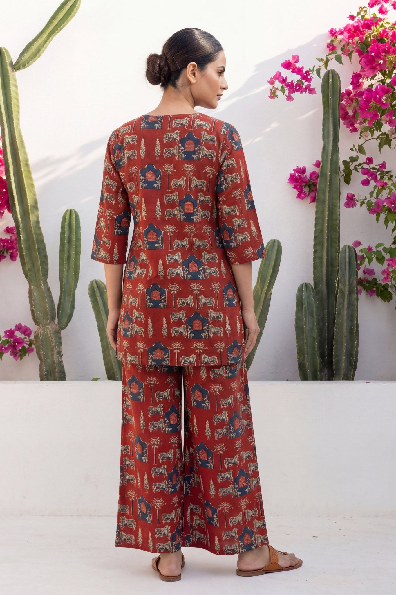 Pichwai Heritage Rust Cotton Co-ord Set