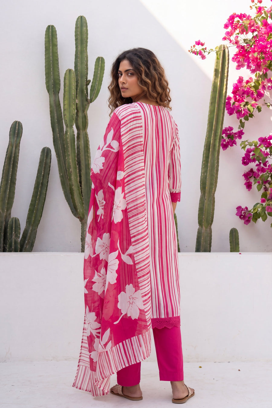 Amber Dusk Striped Floral Cotton Suit Set — image 2