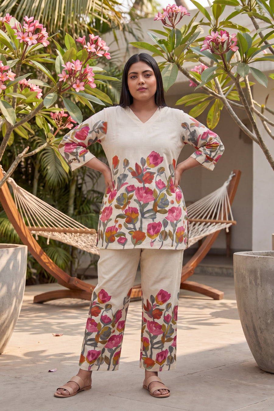 Tulip Cascade Ivory Floral Cotton Co-ord Set — image 13