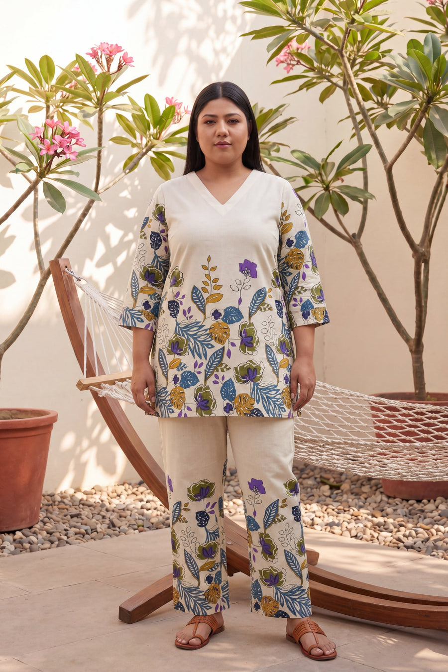 Blush Petal Drift Floral Cotton Suit Set — image 11