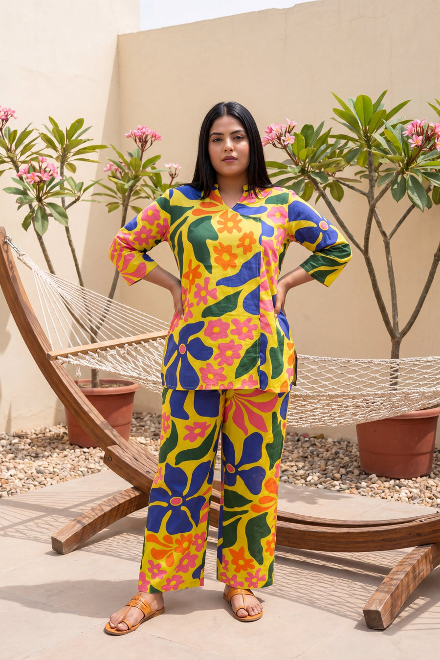 Dusk Saffron Tropical Floral Cotton Co-ord Set — image 13