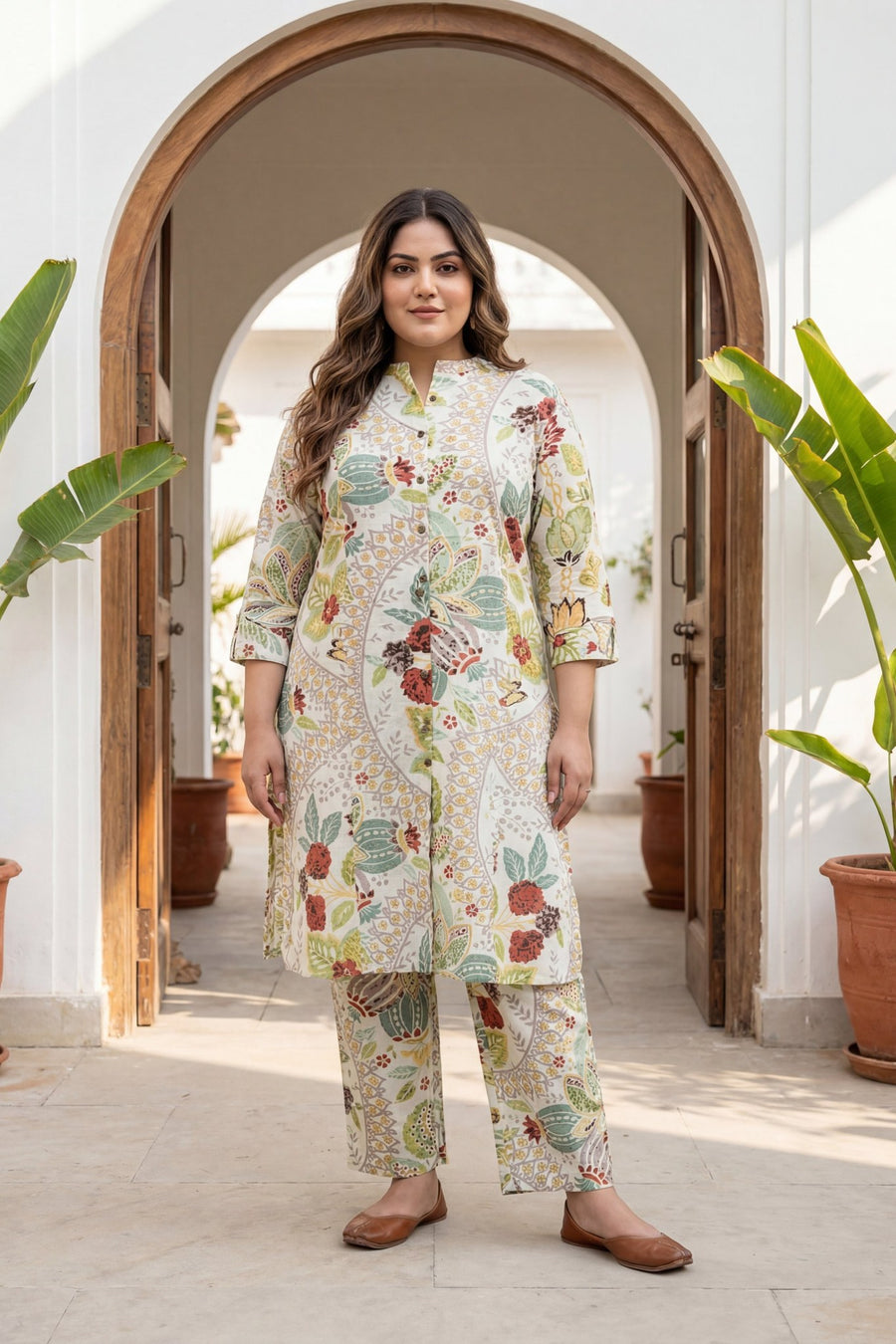 Botanical Garden Ivory Floral Cotton Co-ord Set — image 10