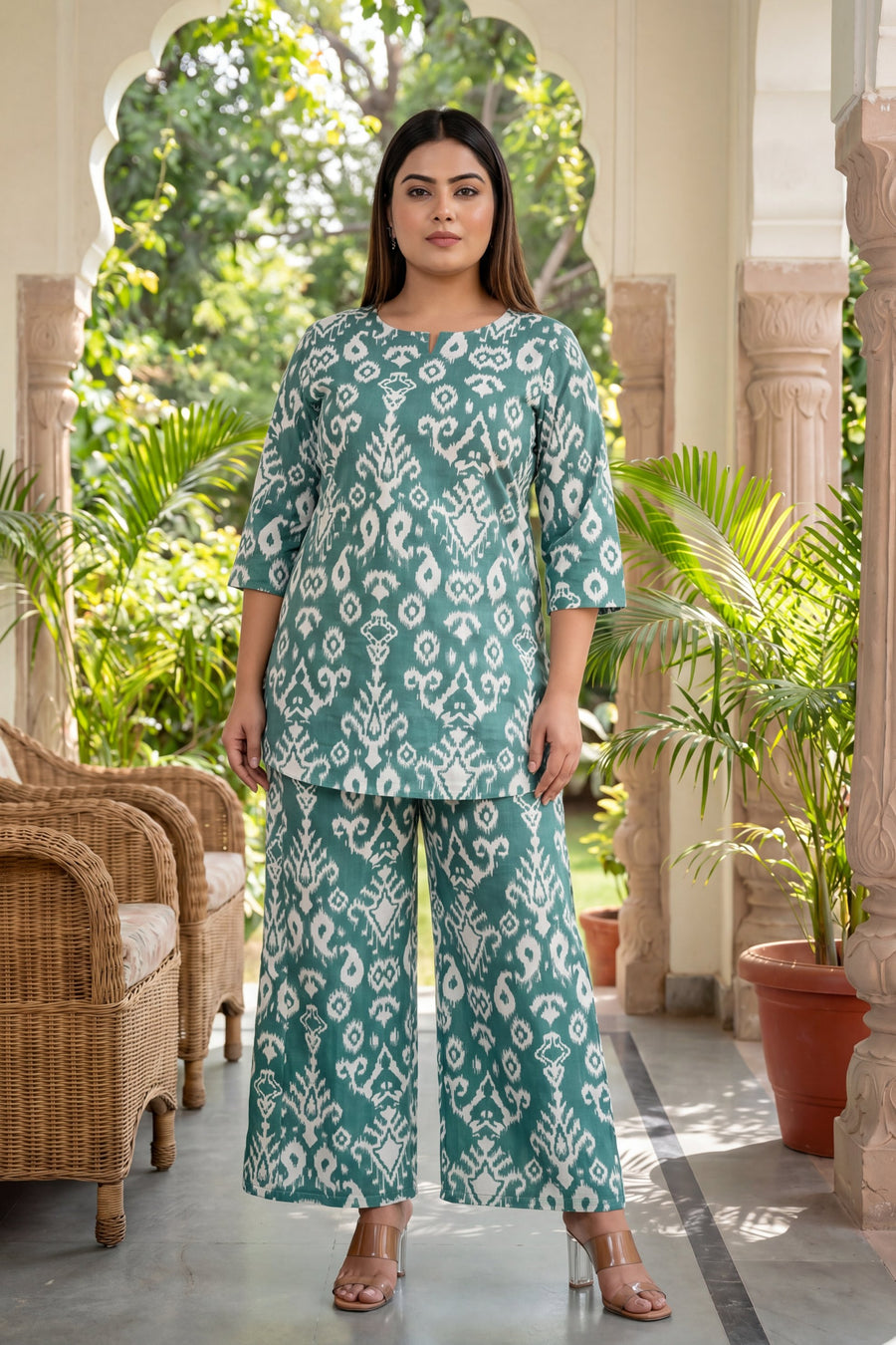 Verdant Hues Abstract Cotton Co-ord Set — image 13