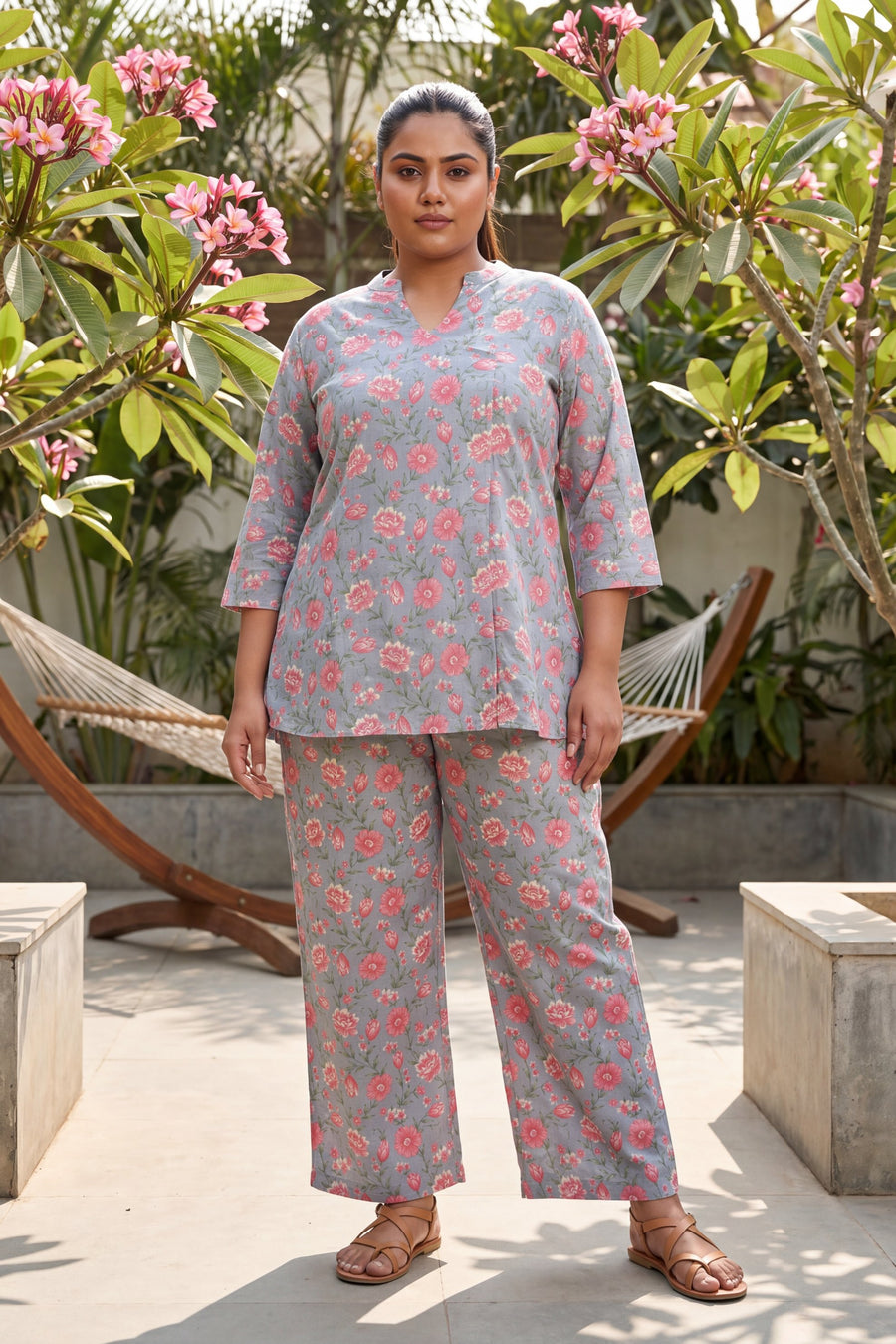 Rosewood Cluster Slate Blue Floral Cotton Co-ord Set — image 12