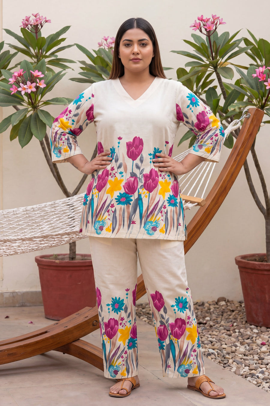 Tulip Garden Ivory Scattered Floral Cotton Co-ord Set — image 14