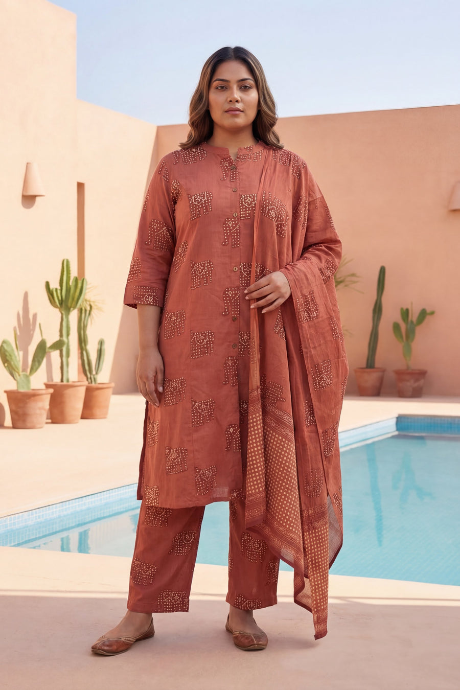 Sienna Folk Sovereign Elephant Cotton Dupatta Set — image 5