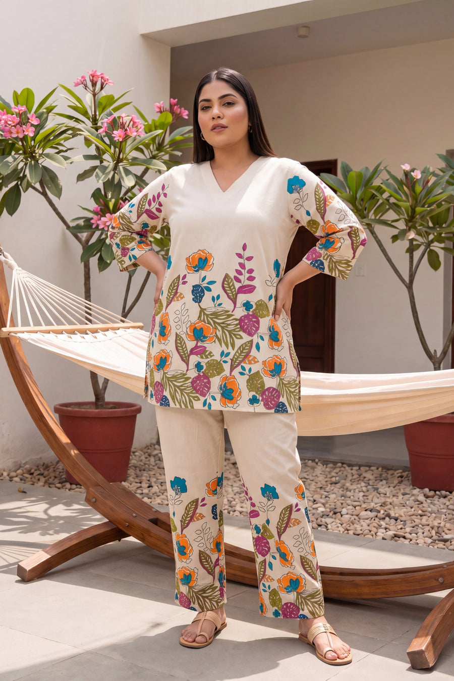 Papaya Grove Ivory Scattered Floral Cotton Co-ord Set — image 13