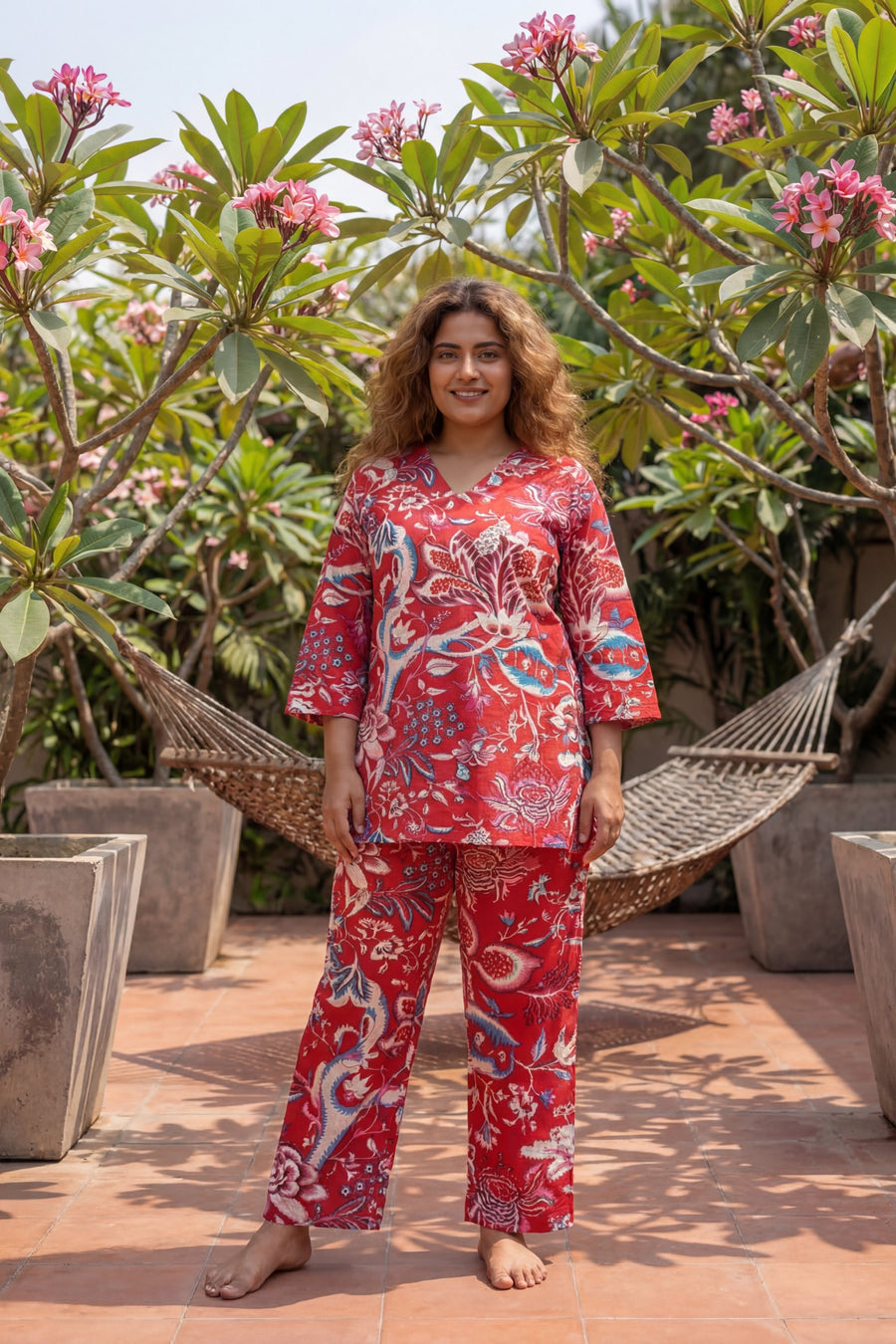 Avian Bloom Red Cotton Co-ord Set — image 10