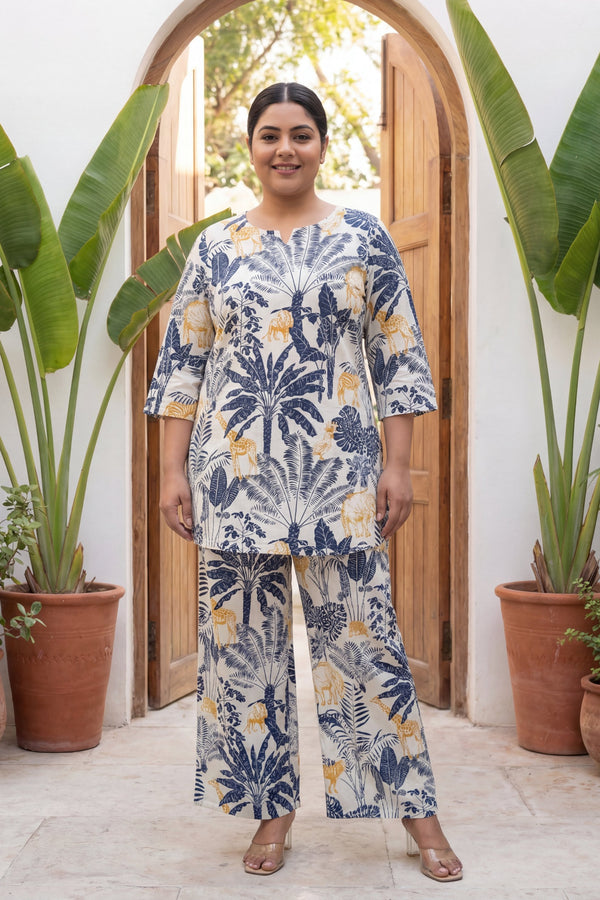 Tropical Canvas: Cream Botanical Cotton Co-ord Set