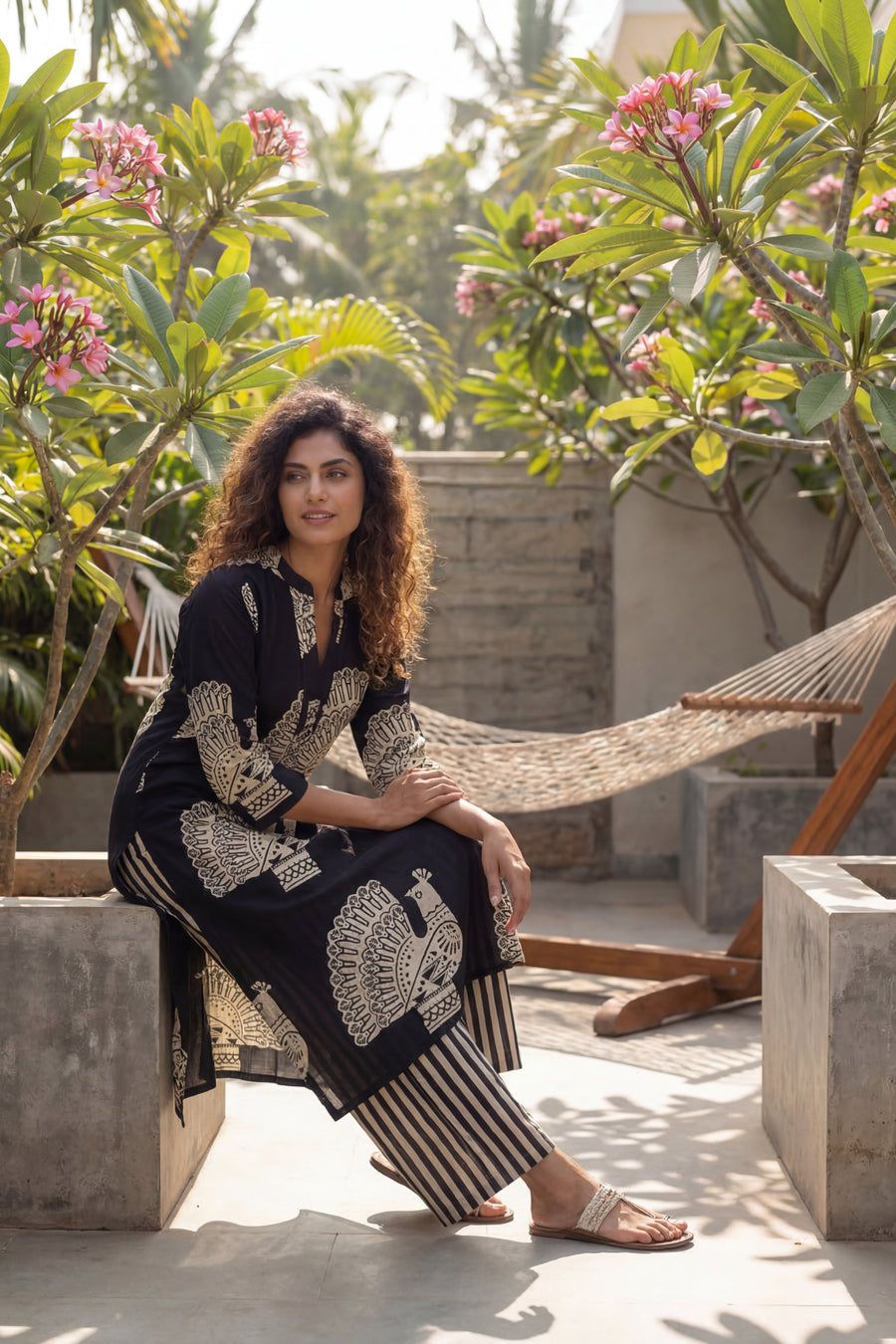 Peacock Elegance Black Cotton Co-ord Set — image 11