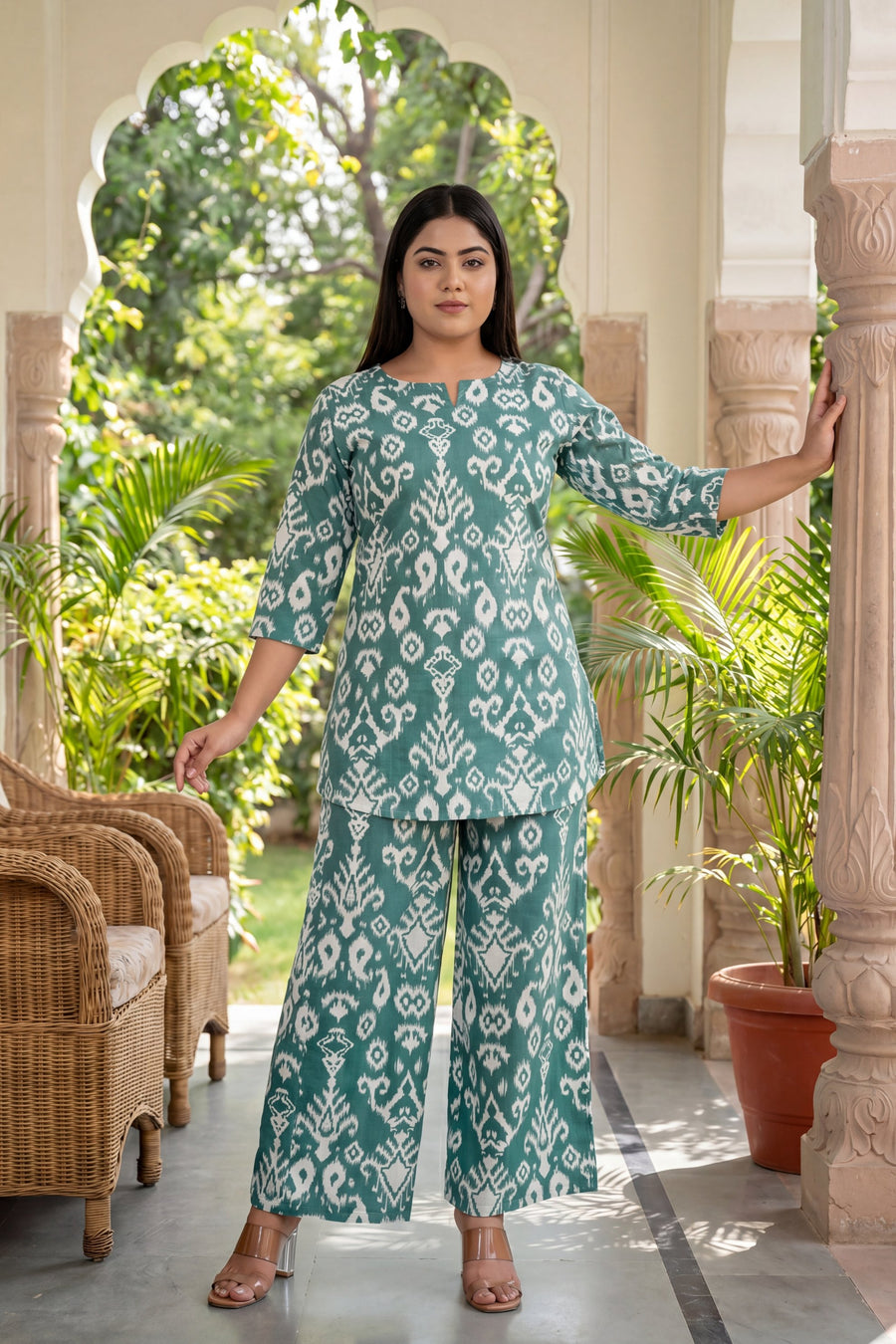 Verdant Hues Abstract Cotton Co-ord Set — image 6
