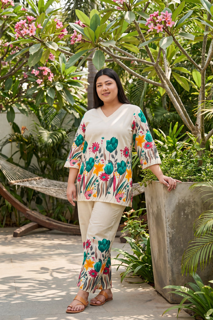 Ivory Scattered Floral Cotton Co-ord Set — image 3