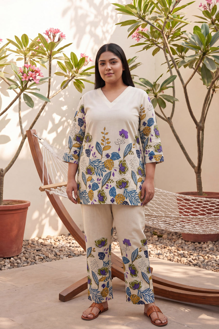 Blush Petal Drift Floral Cotton Suit Set — image 4
