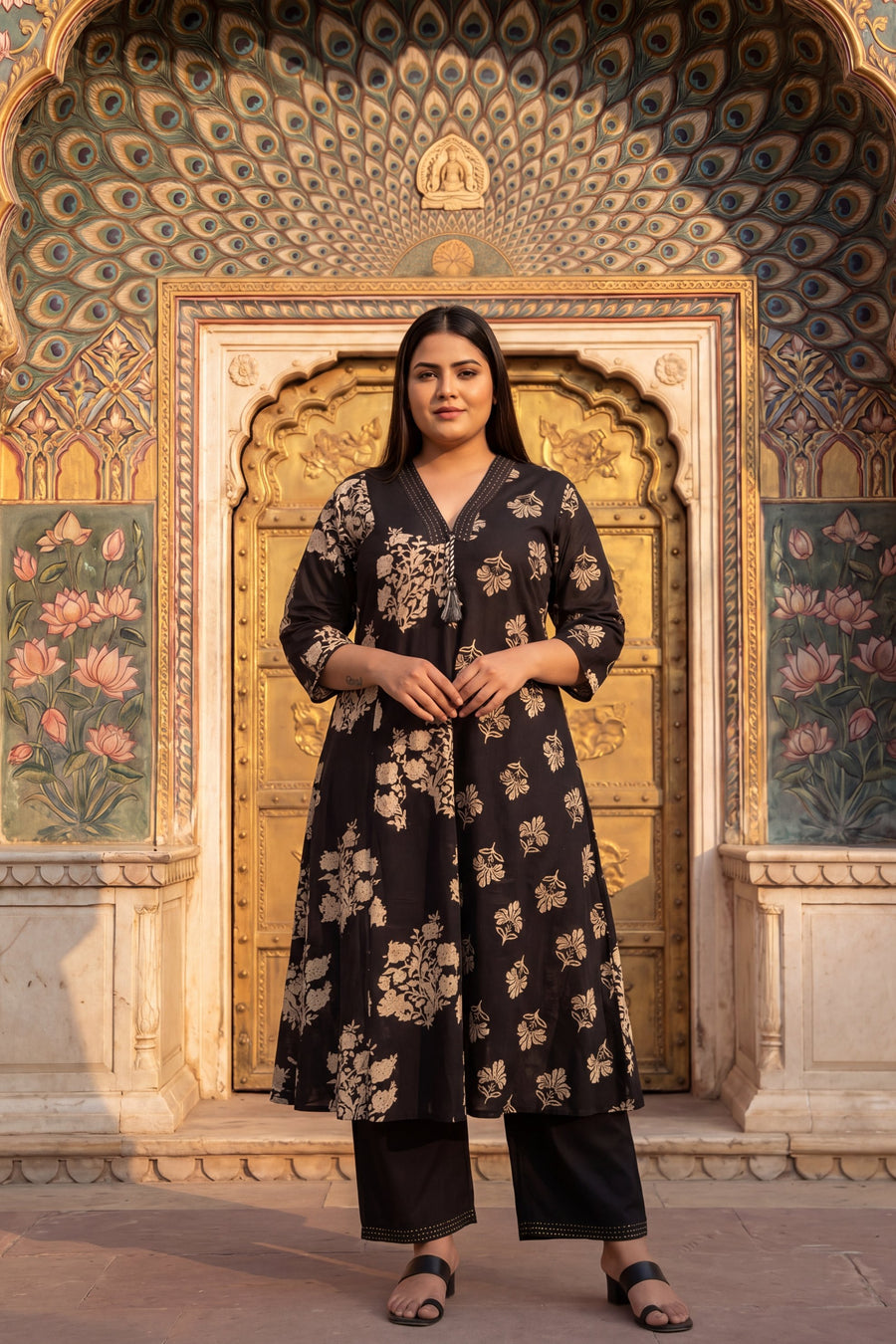 Amber Dabu Onyx Floral Cotton Suit Set — image 3