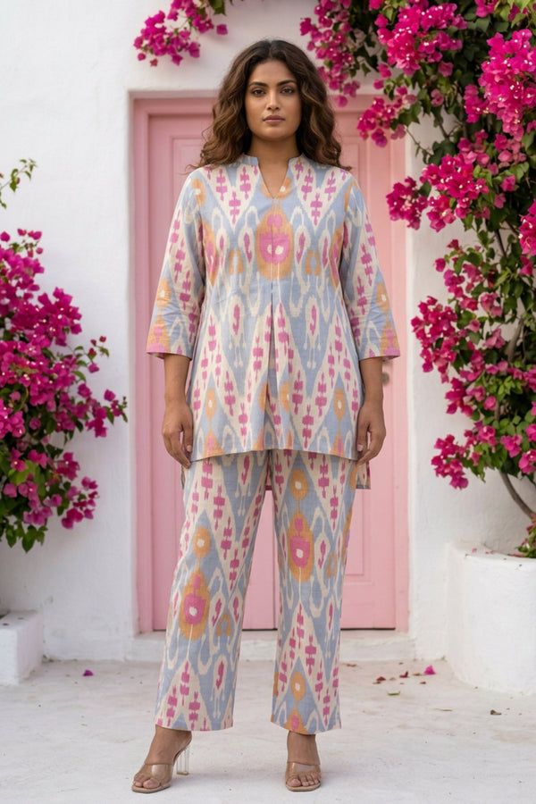 Eternal Echo Grey-Blue Cotton Co-ord Set