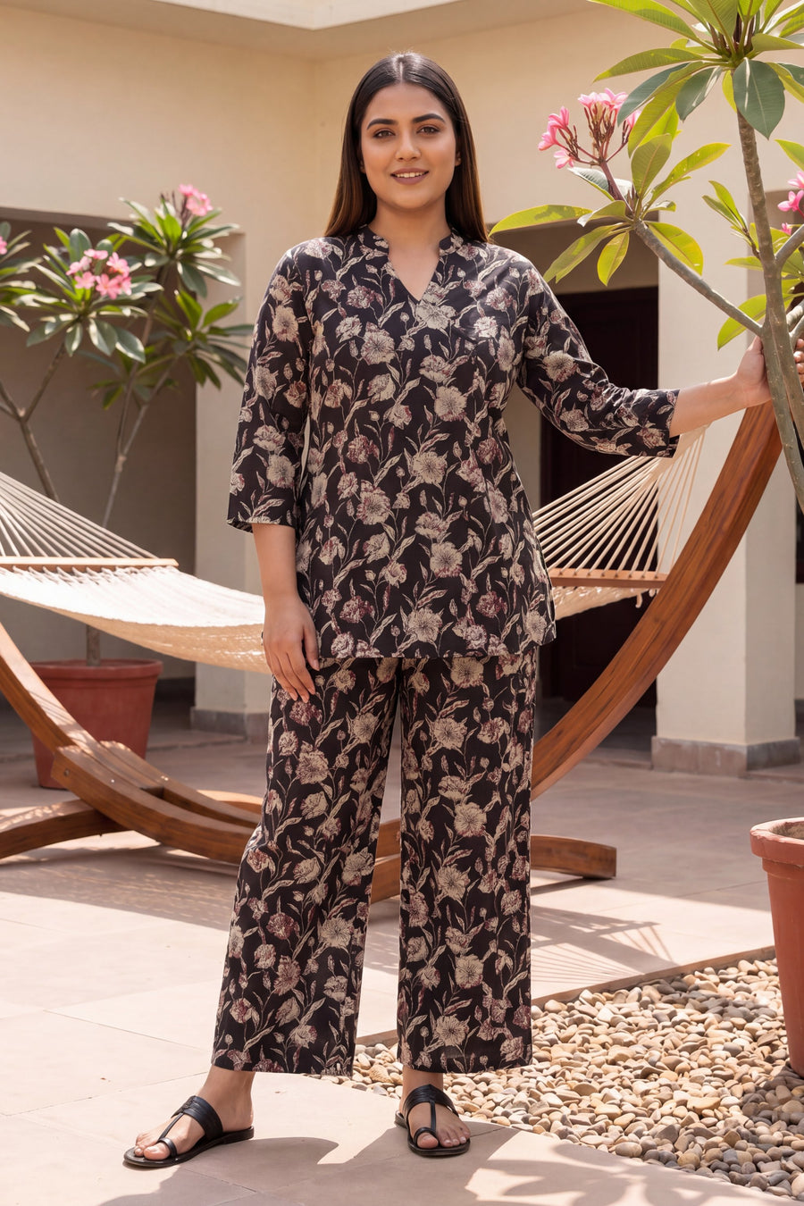 Nocturne Bloom Onyx Floral Cotton Co-ord Set — image 3