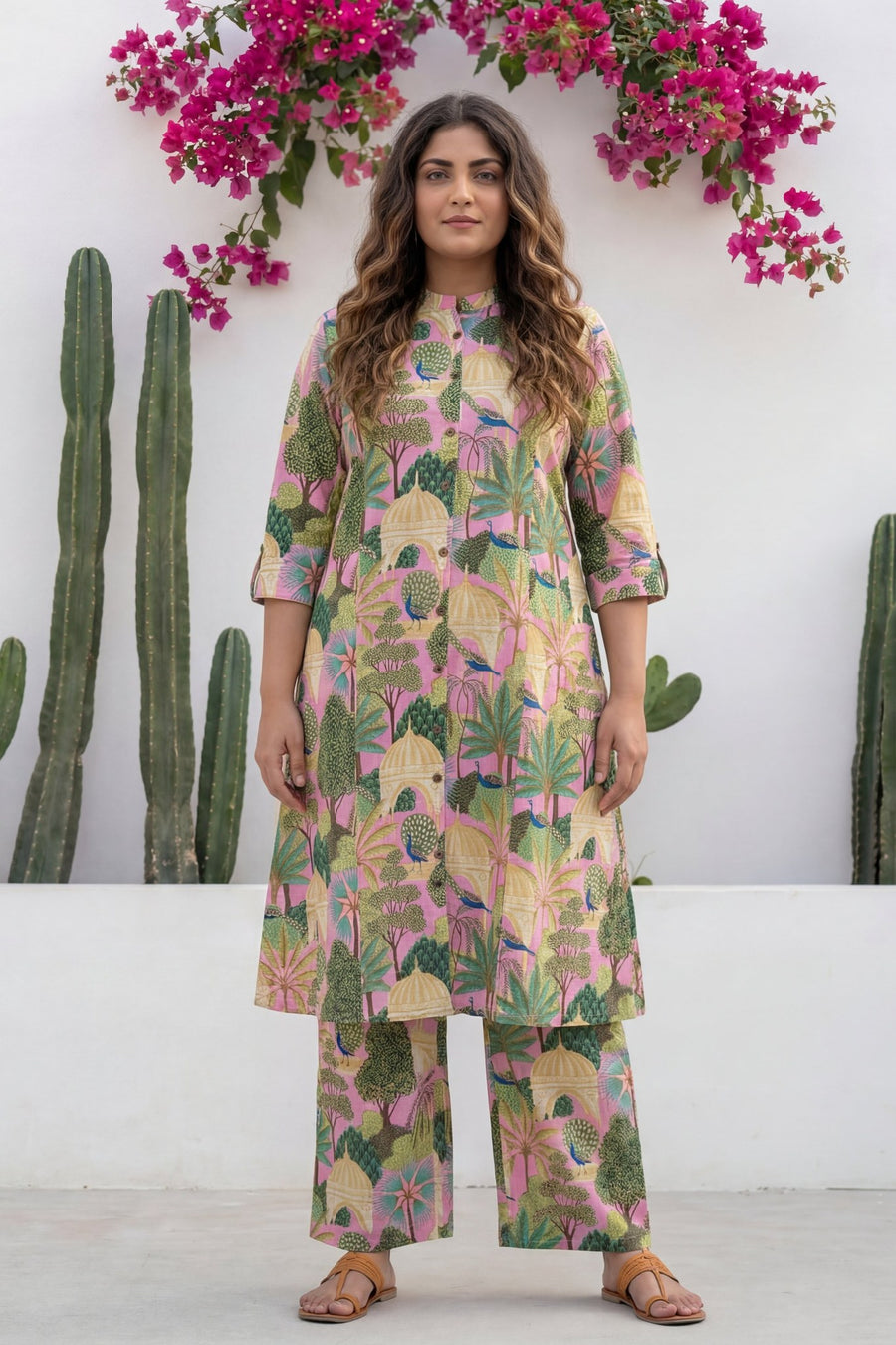 Peacock Palace Pink Tropical Cotton Co-ord Set — image 12