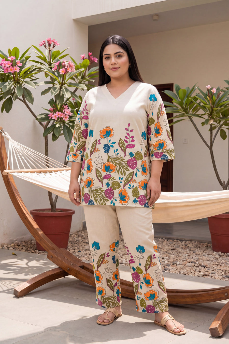 Papaya Grove Ivory Scattered Floral Cotton Co-ord Set — image 4
