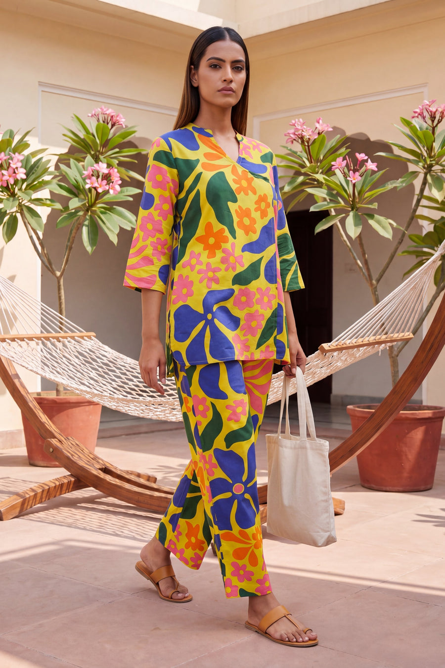 Dusk Saffron Tropical Floral Cotton Co-ord Set — image 5