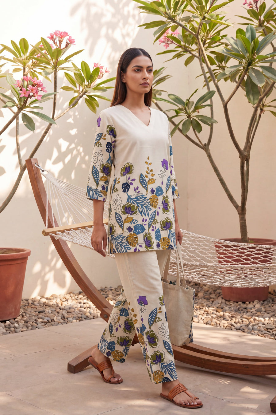 Blush Petal Drift Floral Cotton Suit Set — image 3