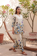 Blush Petal Drift Floral Cotton Suit Set
