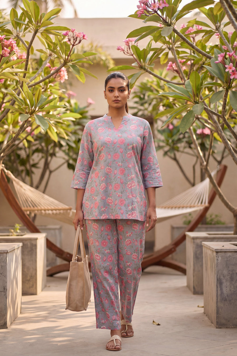 Rosewood Cluster Slate Blue Floral Cotton Co-ord Set — image 5