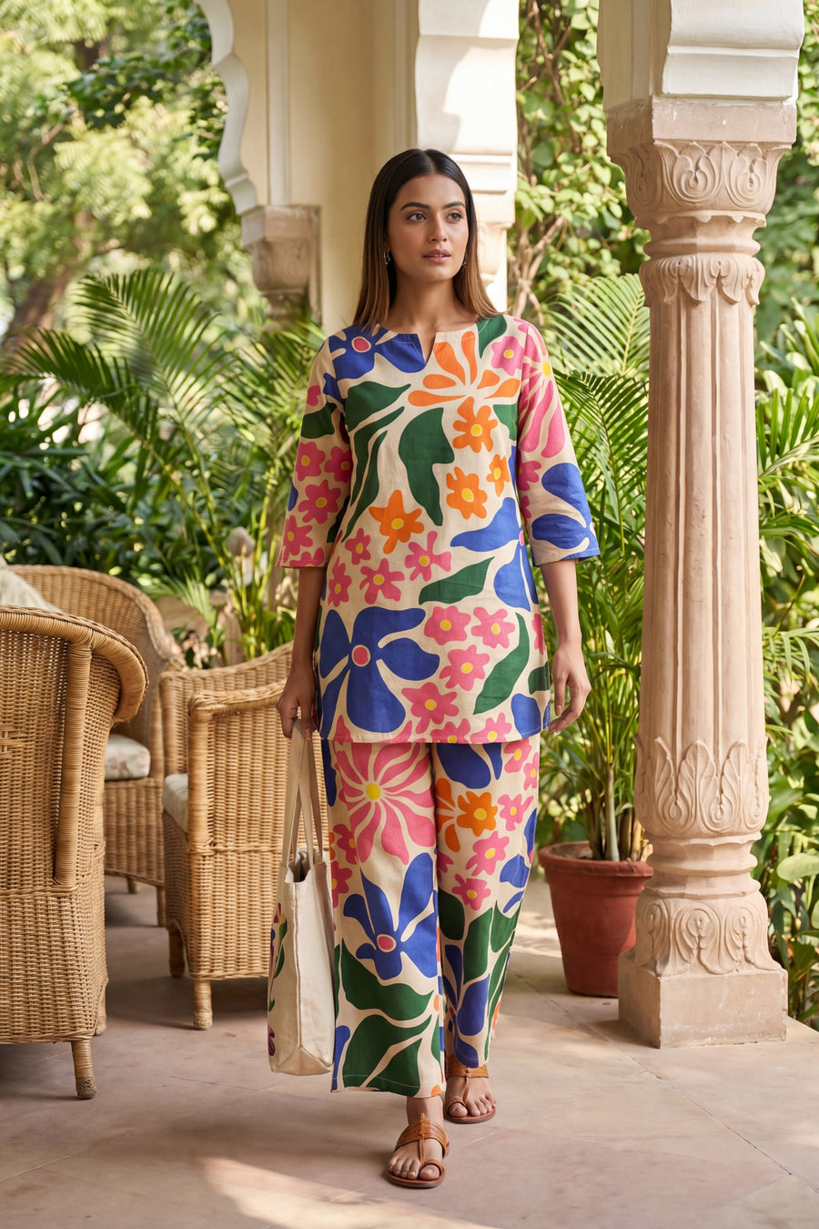 Cream Bloom Cascade Floral Cotton Co-ord Set — image 5