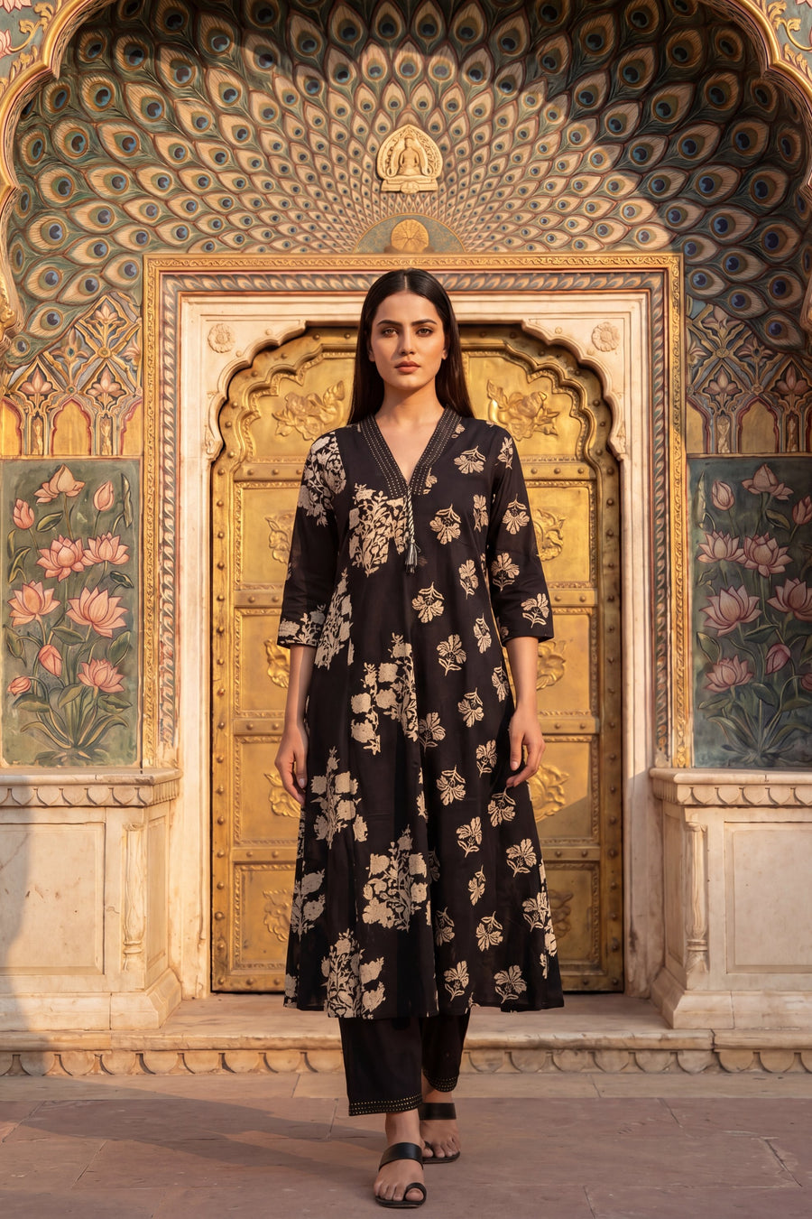 Amber Dabu Onyx Floral Cotton Suit Set — image 9