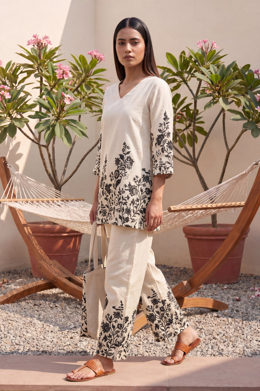 Trail Ivory Floral Embroidered Cotton Co-ord Set — image 11