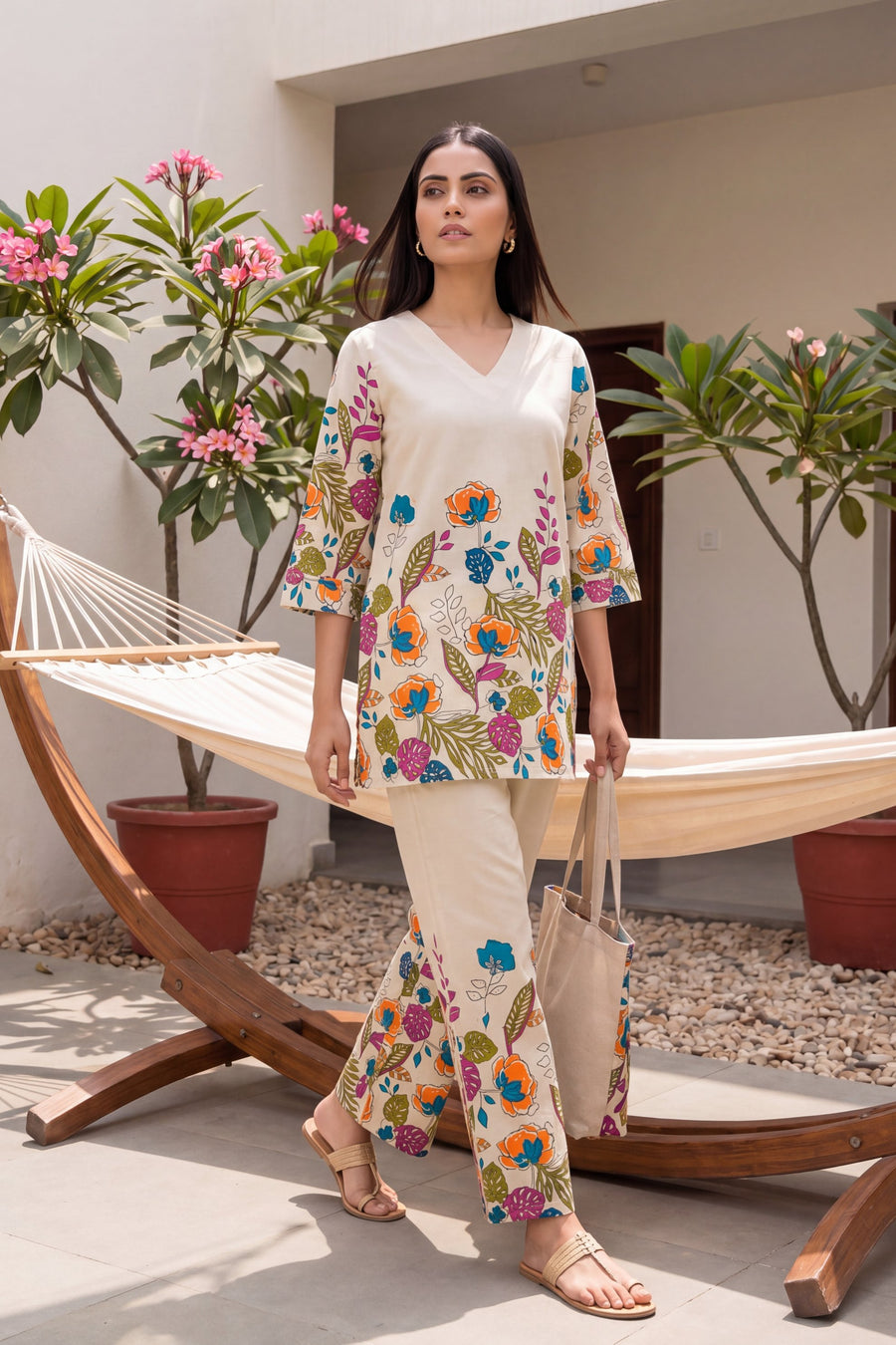 Papaya Grove Ivory Scattered Floral Cotton Co-ord Set — image 11