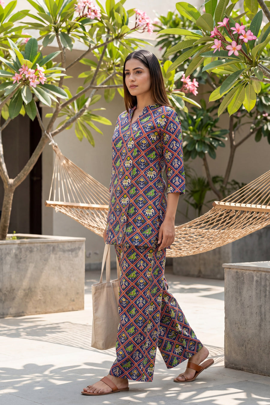 Cobalt Geometric Buti Cotton Co-ord Set — image 6