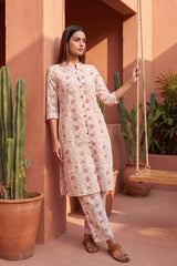 Linen Cloud White Mandarin Cotton Co-ord Set