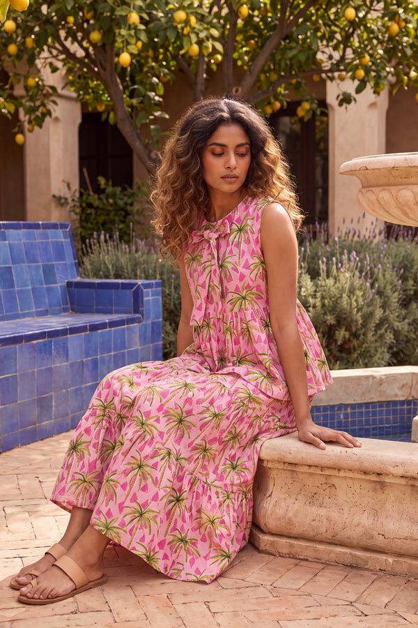 Blossom Meadow Pink Cotton Skirt Set