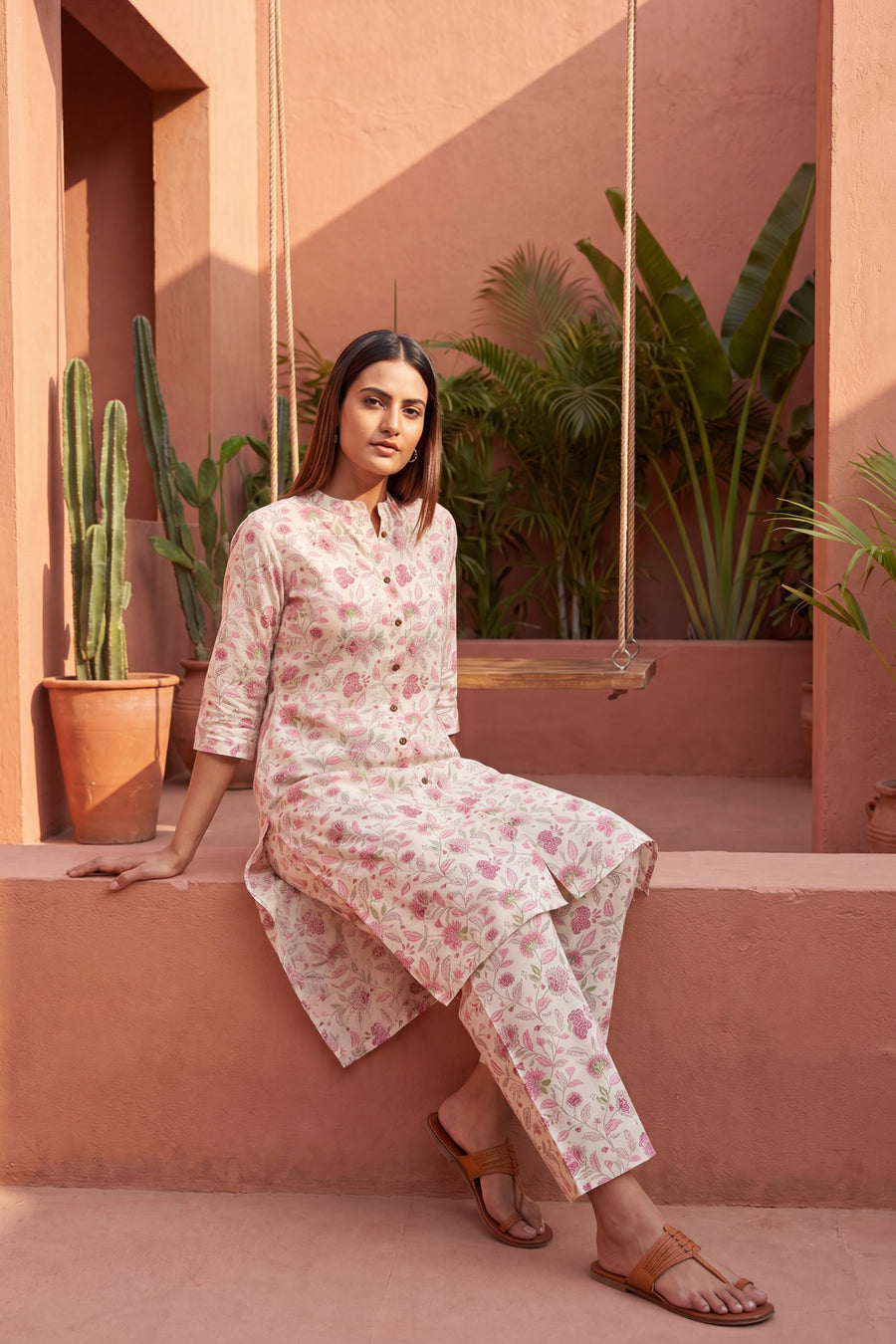 Linen Cloud White Mandarin Cotton Co-ord Set — image 3