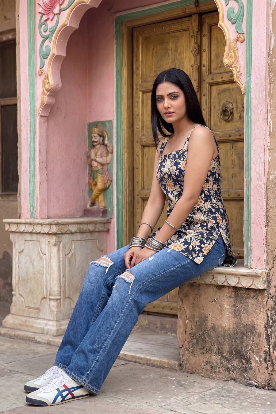 Harbor Blue Square Neck Cotton Top — image 4