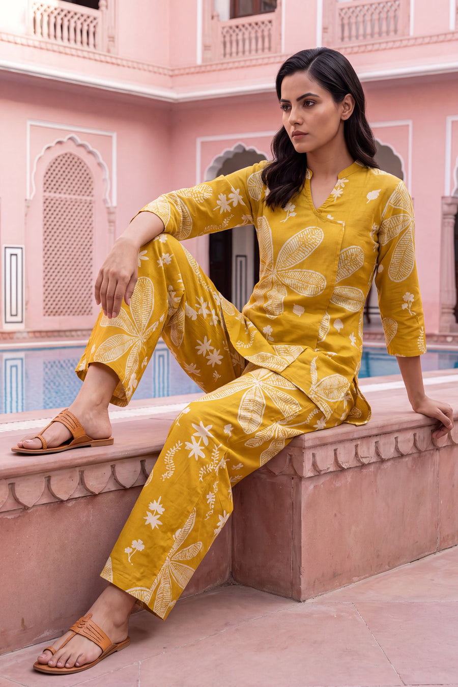Turmeric Bloom Cotton Angrakha Co-ord Set — image 6