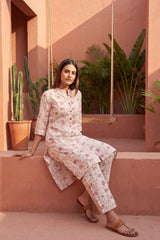 Linen Cloud White Mandarin Cotton Co-ord Set