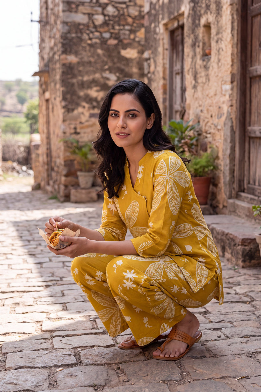 Turmeric Bloom Cotton Angrakha Co-ord Set — image 9