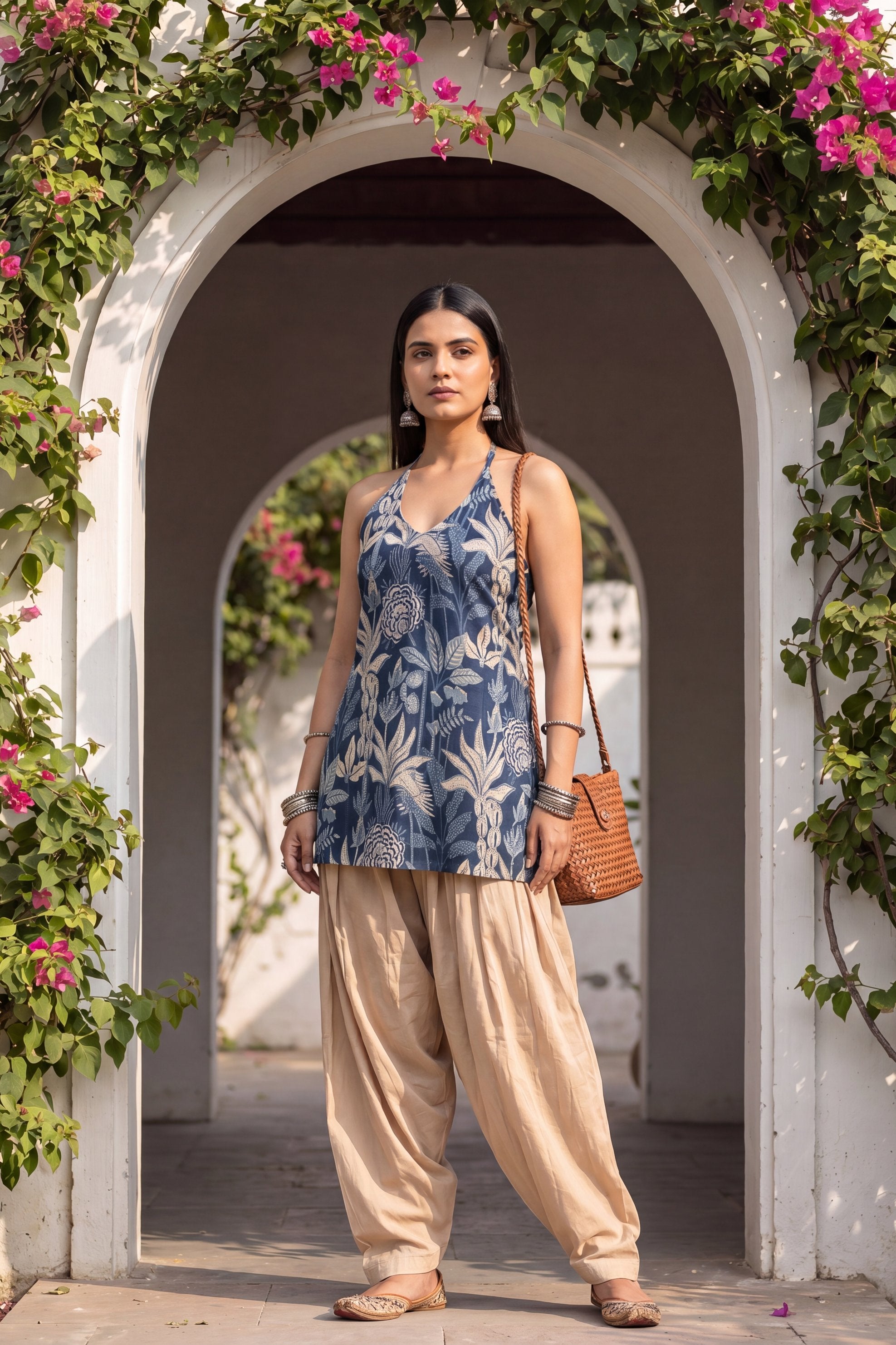 Meadow Blue Halter Cotton Top