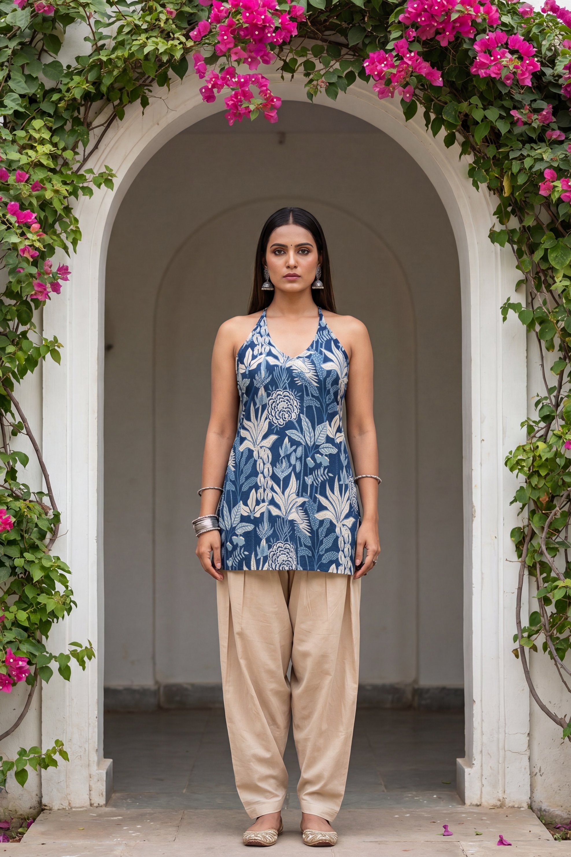 Meadow Blue Halter Cotton Top