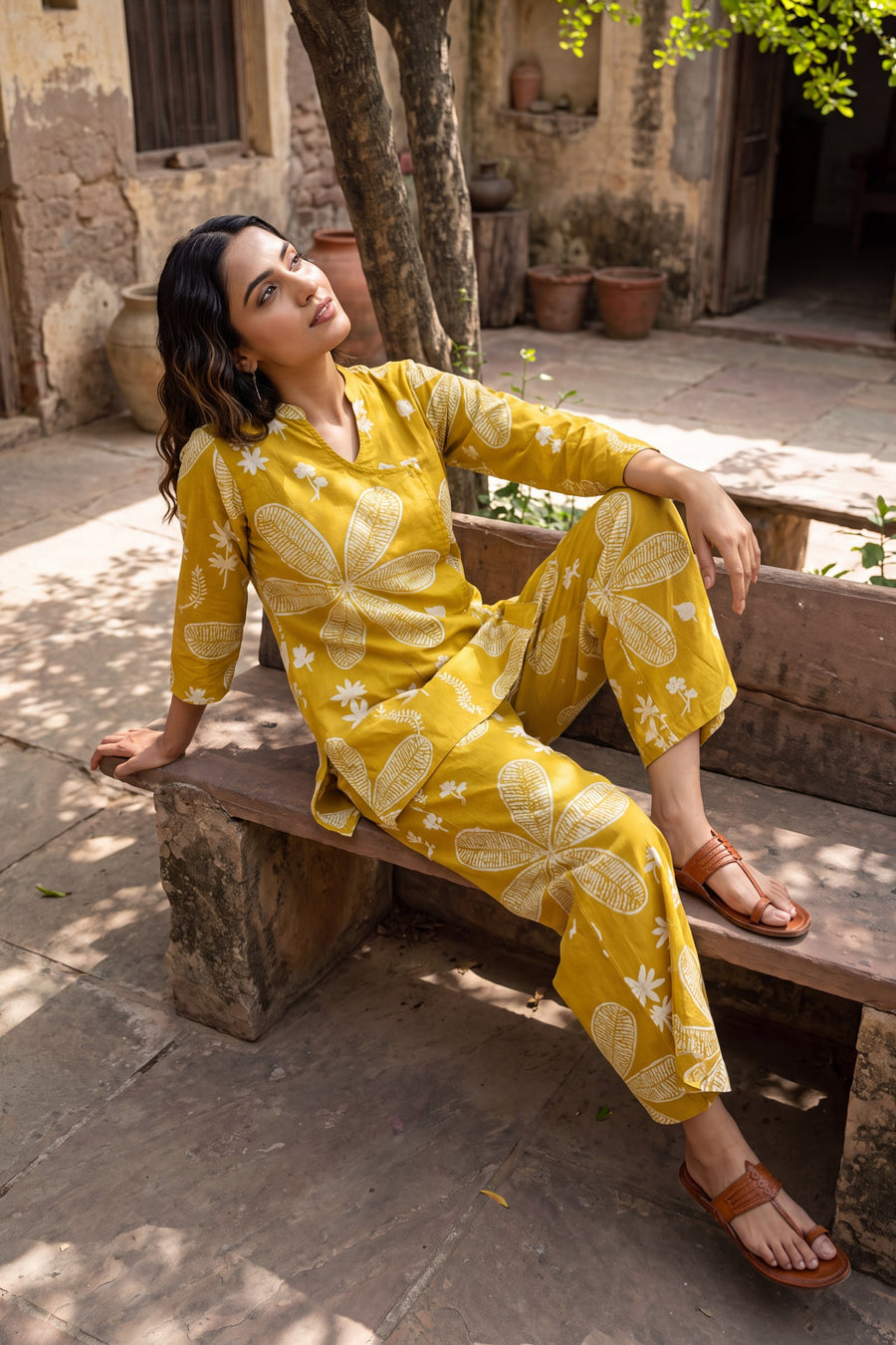 Turmeric Bloom Cotton Angrakha Co-ord Set — image 10