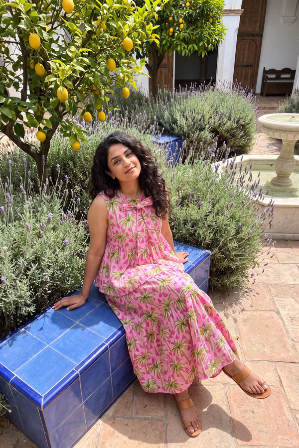Blossom Meadow Pink Cotton Skirt Set