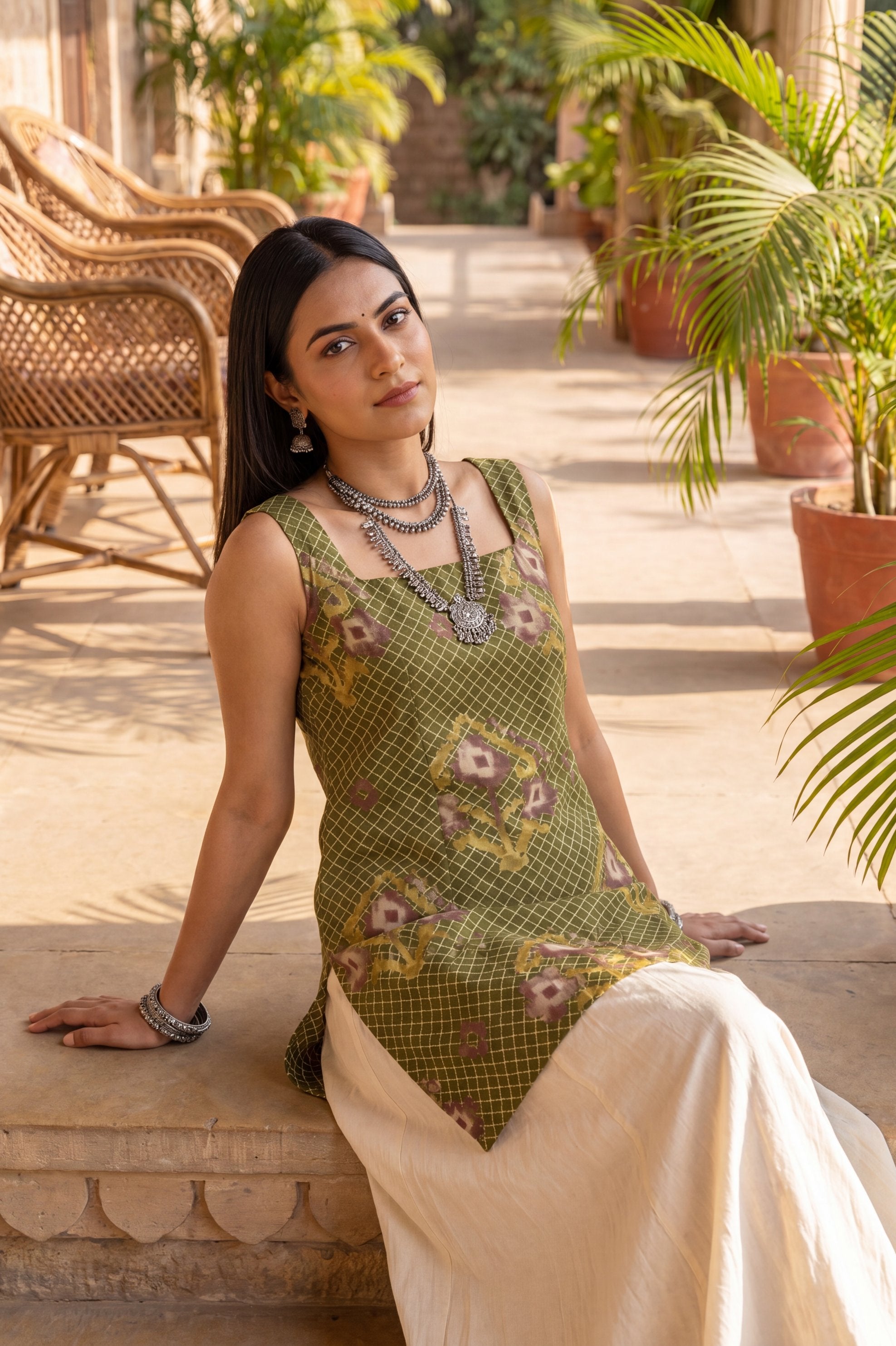 Meadow Emerald Green Square Neck Cotton Top