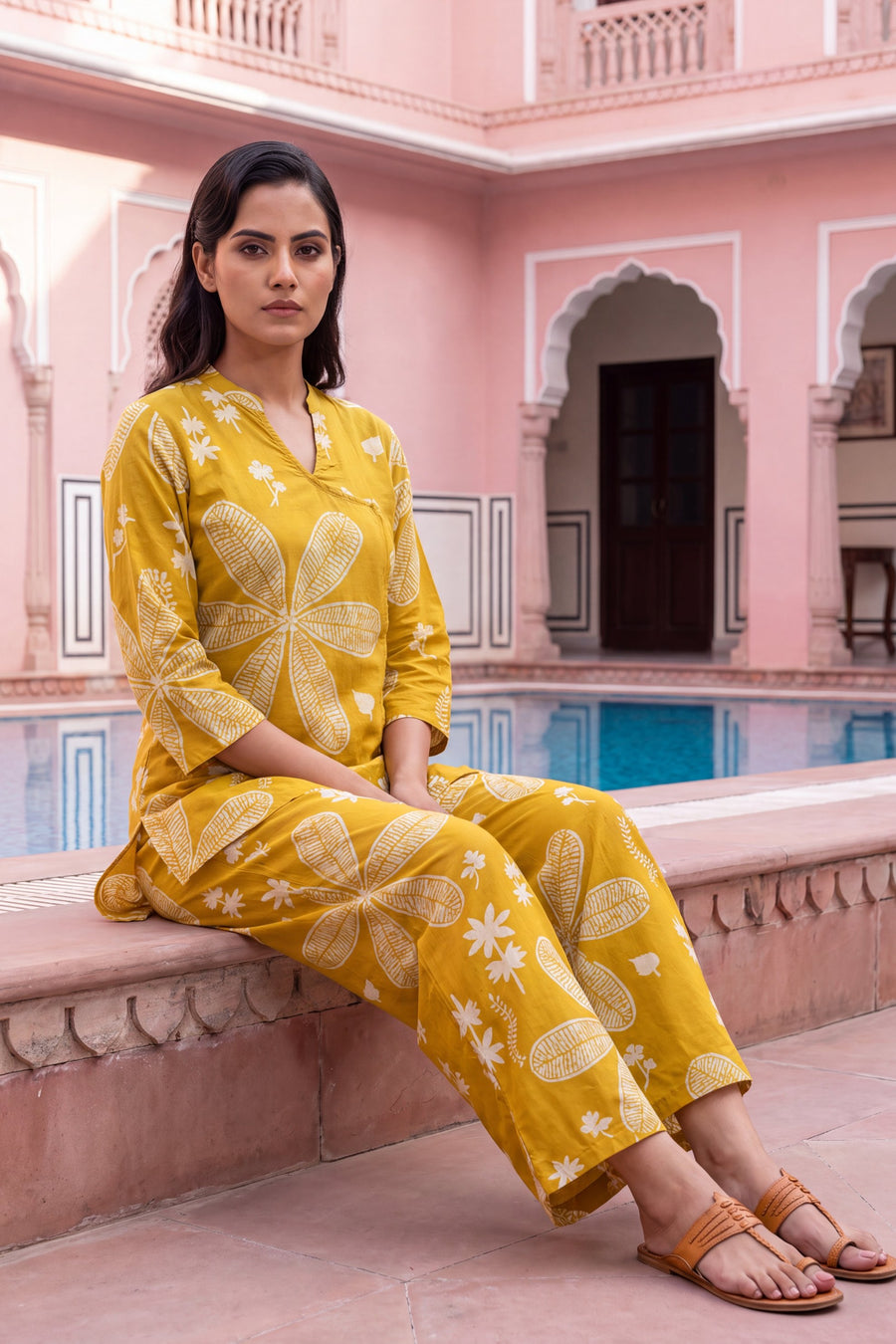 Turmeric Bloom Cotton Angrakha Co-ord Set — image 12