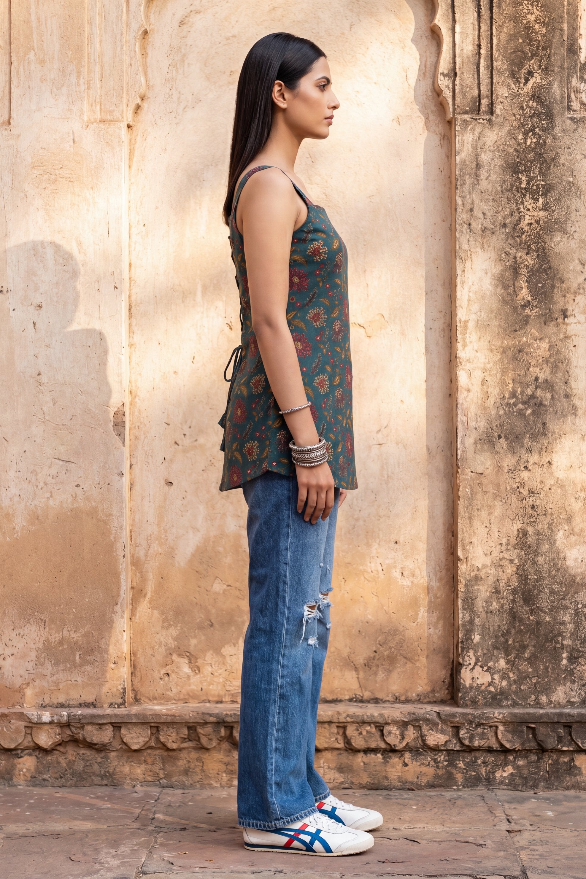 Pine Verdant Green Square Neck Cotton Top