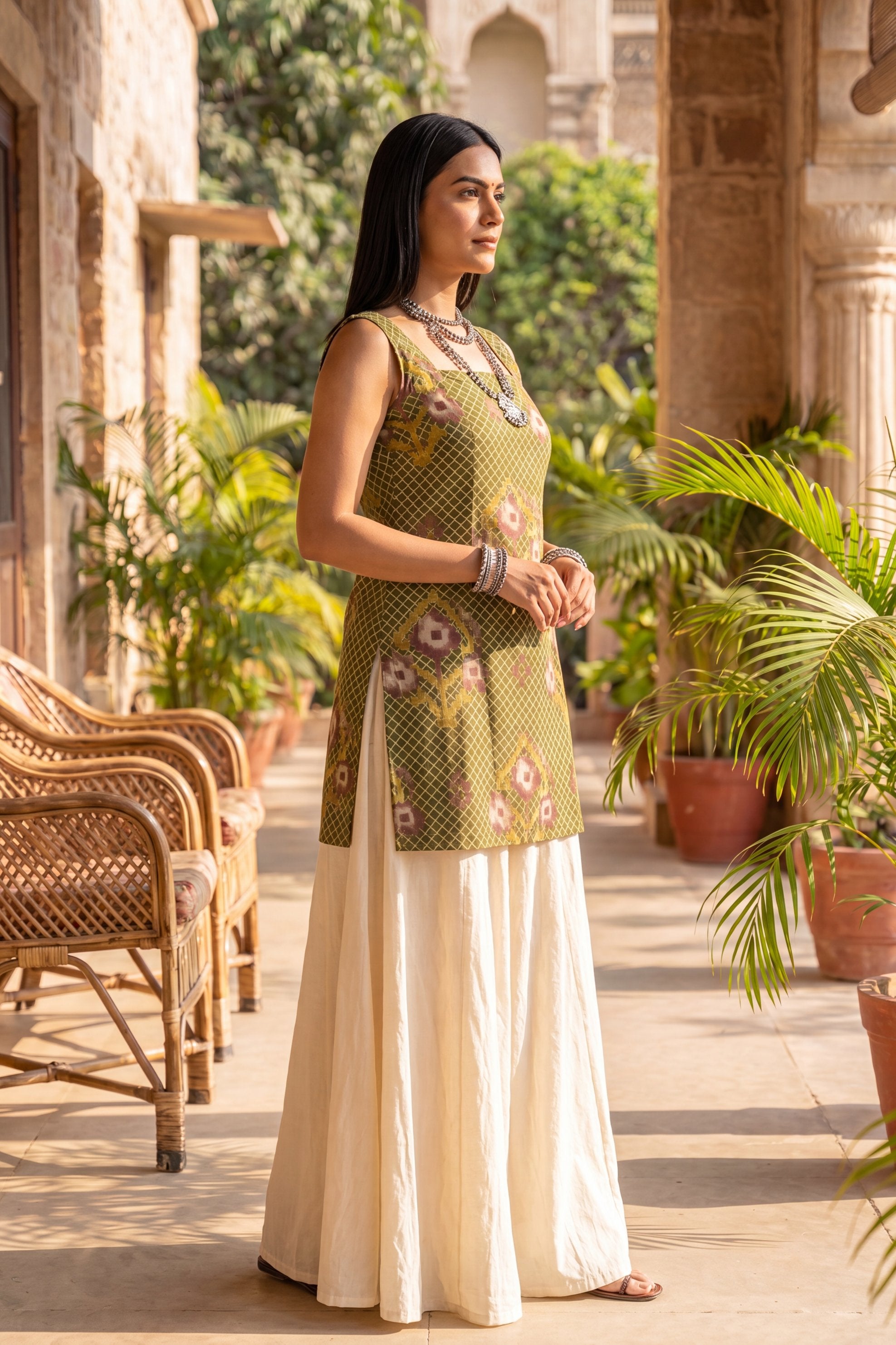 Meadow Emerald Green Square Neck Cotton Top