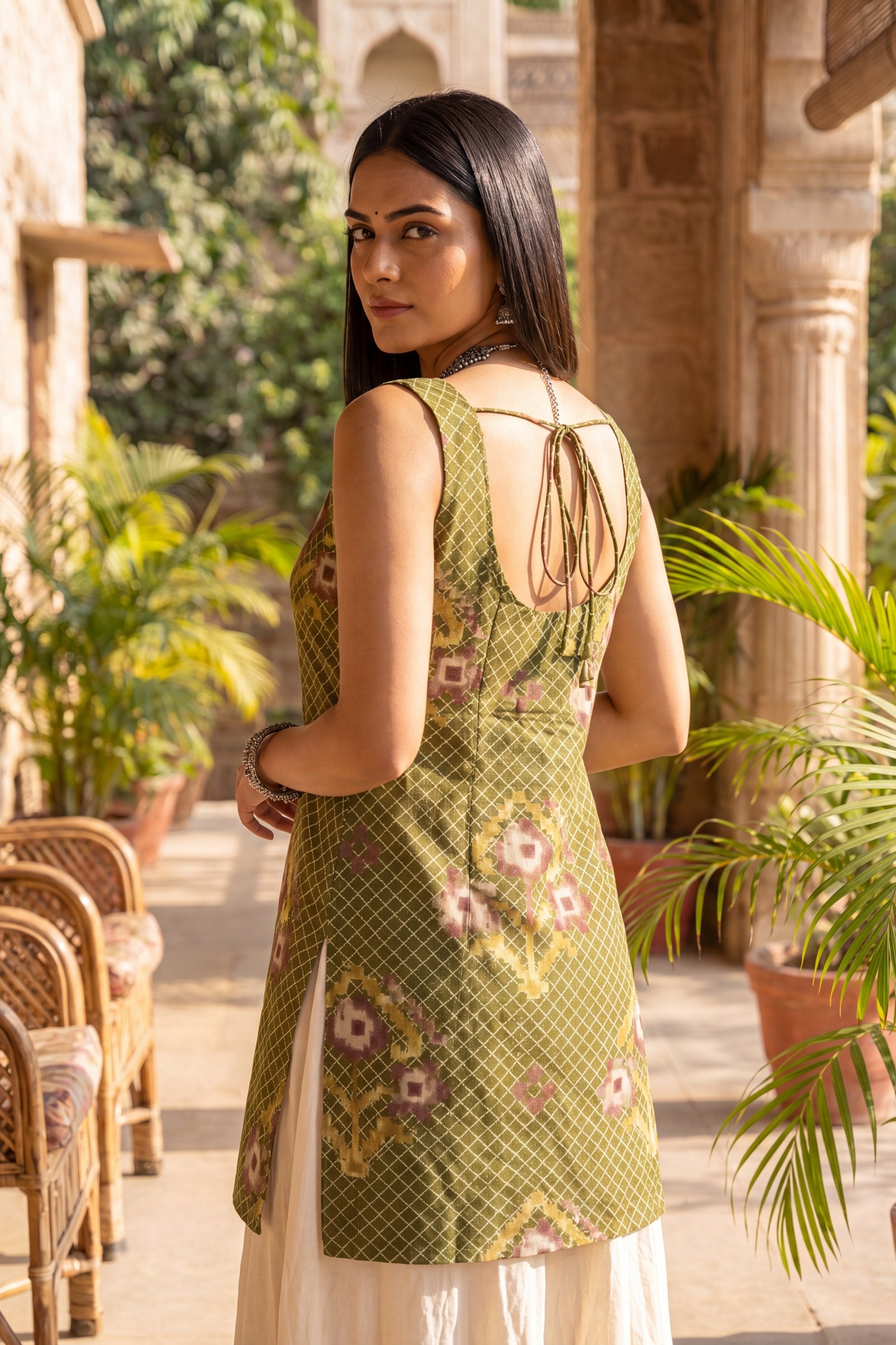 Meadow Emerald Green Square Neck Cotton Top